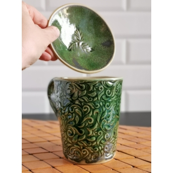 Kubek ceramiczny, zielony, akant 500ml